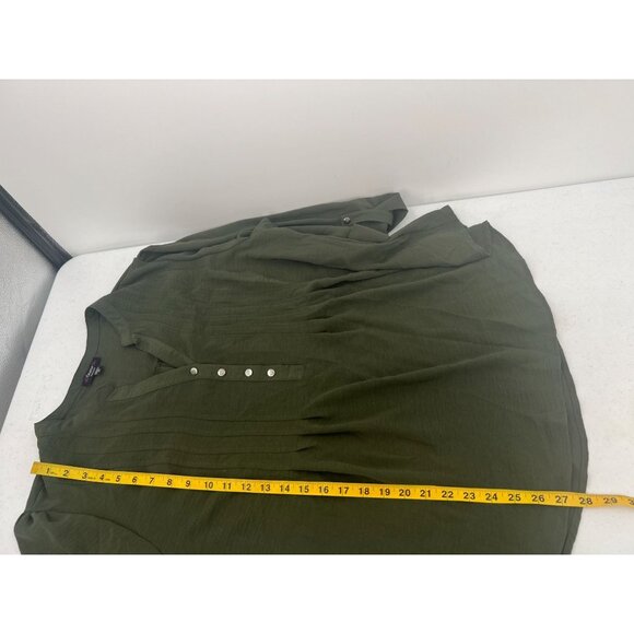 Cocomo Woman Plus Size 2X Olive Green Popover 3/4 Sleeve Blouse - Picture 6 of 8